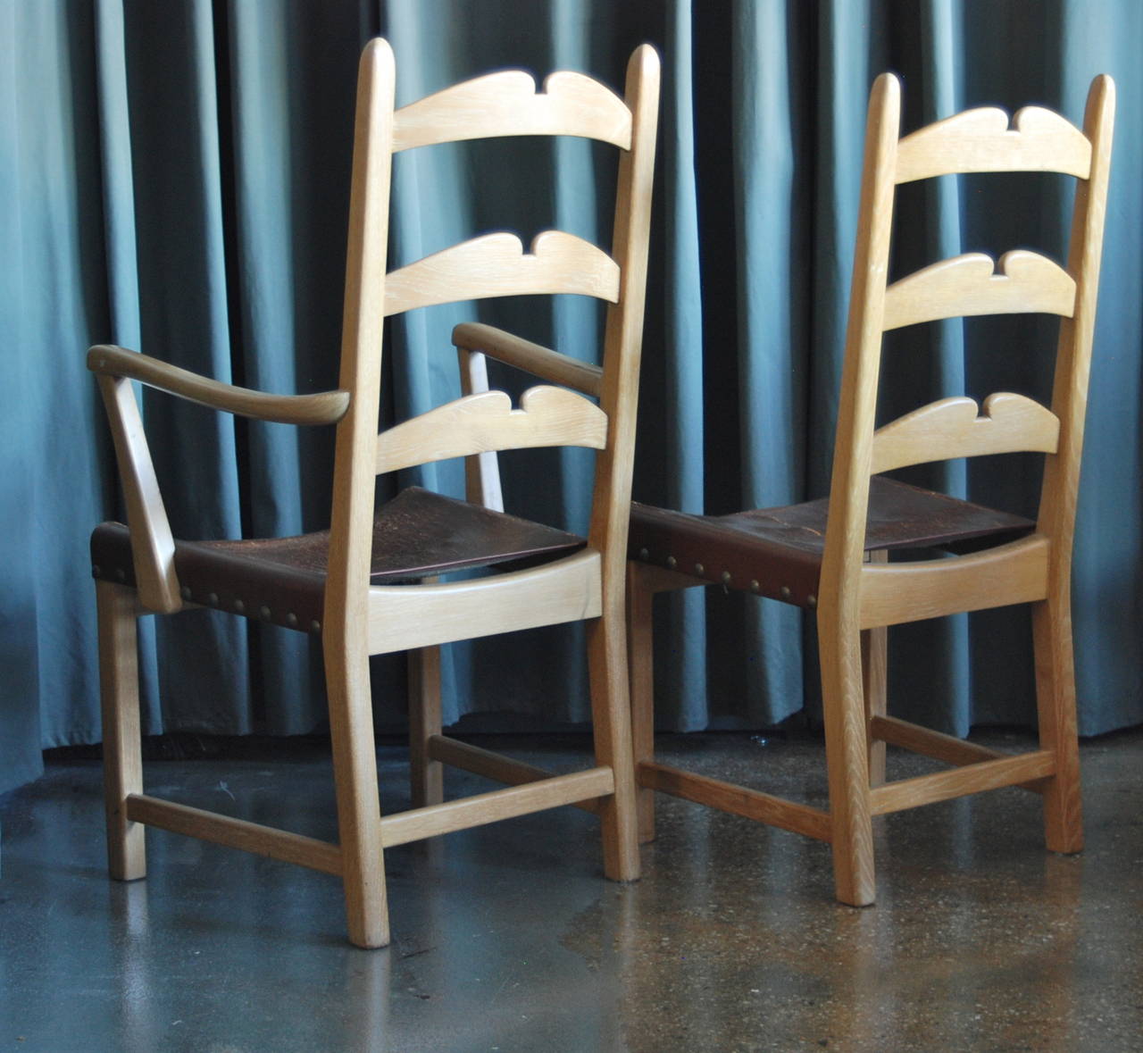 Mid-20th Century Set of 6 Dining Chairs in Cerused Oak by Axel Einar Hjorth, circa 1940 For Sale
