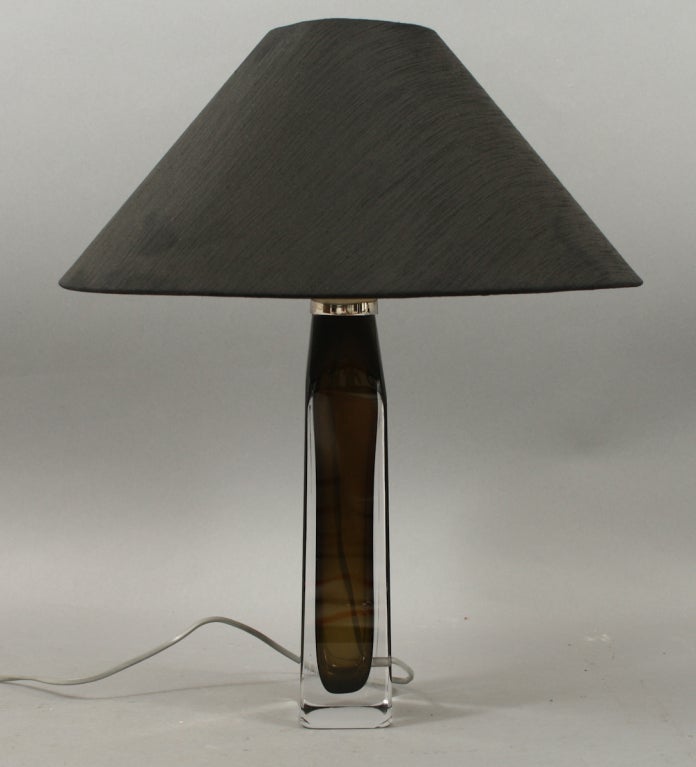 A pair of glass table lamps by Carl Fagerlund for Orrefors. 
Lamp height 12