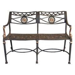 Vintage Metal Bench with Gilt Accents