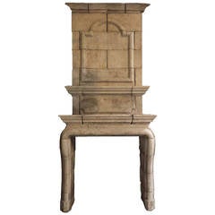 Louis XIII Double Trumeau Limestone Mantel