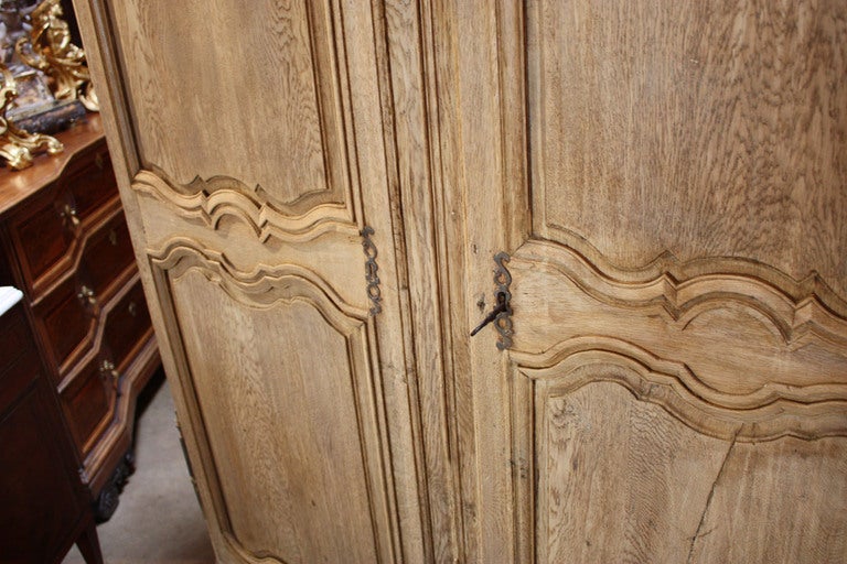 Antique French Bleached Oak Armoire 2