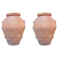 Circa 1890 Pair of Terra Cotta Olive Jar
