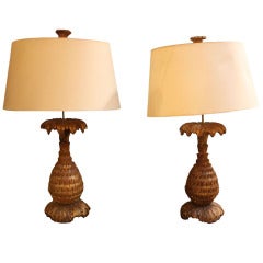 Pair Italian Pineapple Lamps