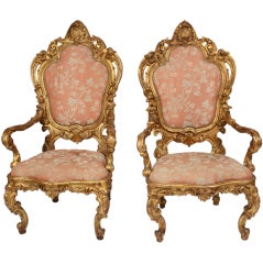 Italian Giltwood Throne Chairs