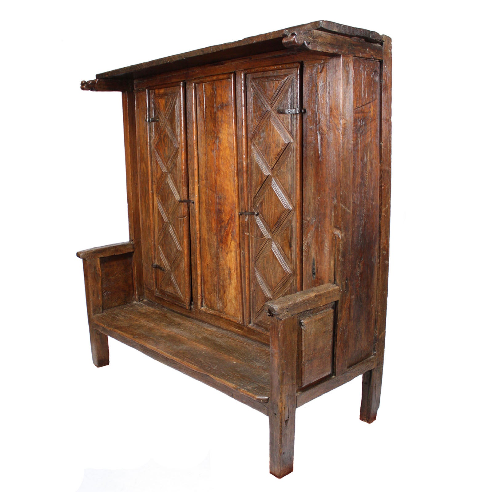 16th Century Spanish Oak Bench/ Cupboard