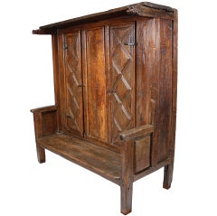 Antique 16th Century Spanish Oak Bench/ Cupboard