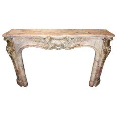 Antique Louis XV Marble and Bronze Ormolu Mantel