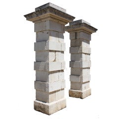 Pair of Tall 18th Century Limestone Columns