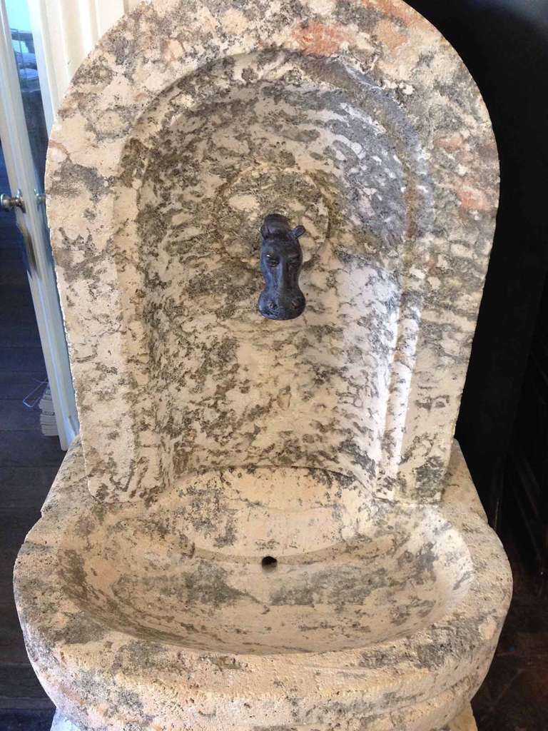 Midcentury Small LImestone Fountain