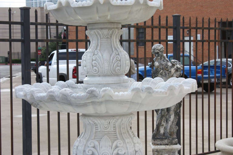 Louis XV Italian Carrara Marble Three-Tier Fountain