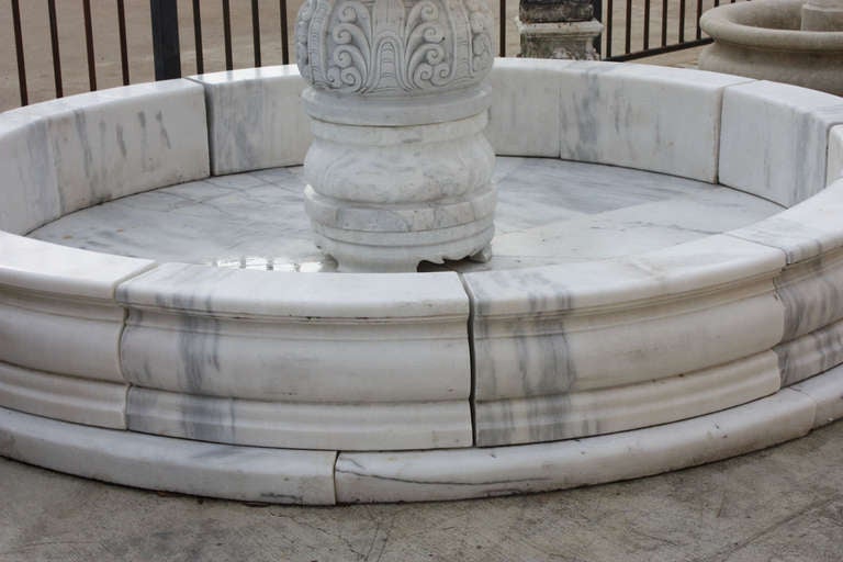 Italian Carrara Marble Three-Tier Fountain In Excellent Condition In Dallas, TX