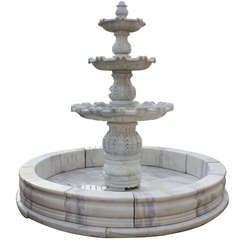 Italian Carrara Marble Three-Tier Fountain