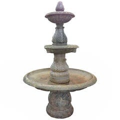 Three Tier Italian Verde Marble Fountain