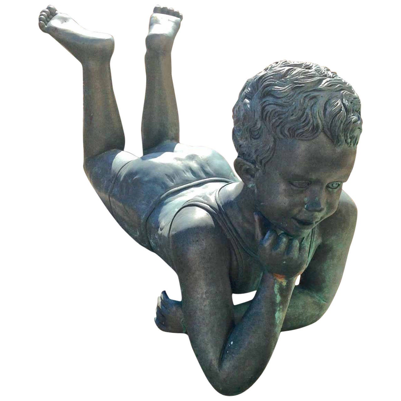 Bronze Boy Statue at 1stdibs