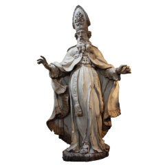 Near life sized wood carved Bishop