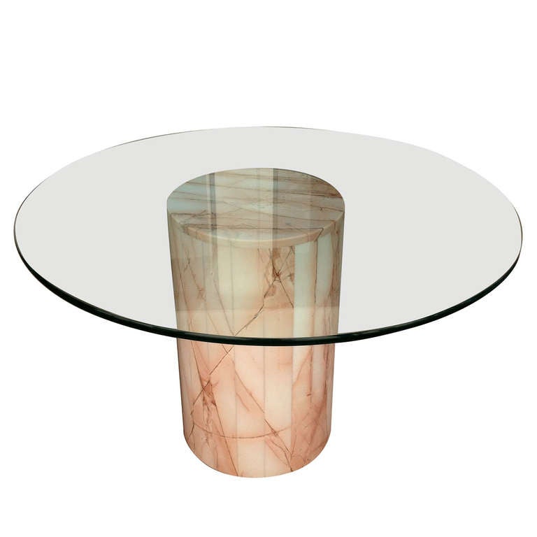 Marble Dining Table with Glass Top at 1stdibs