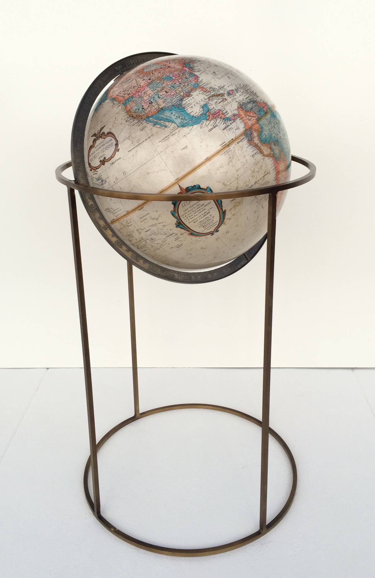 American World Globe with Bronze Stand designed by Paul McCobb