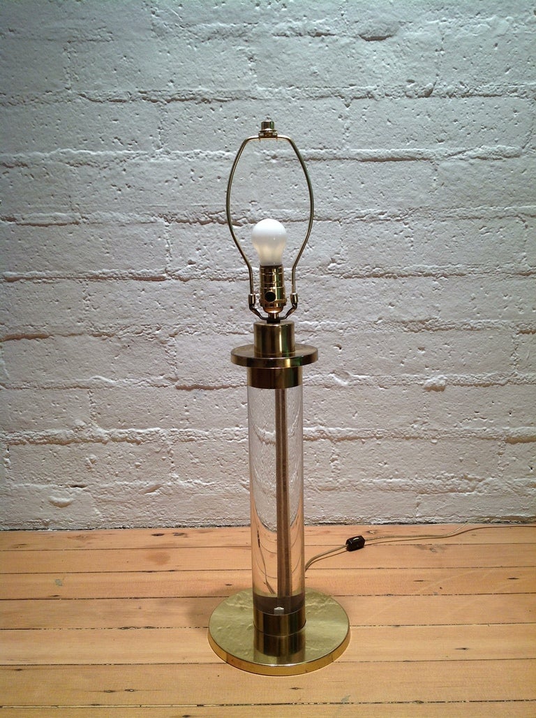 Mid-Century Modern Lucite & Brass Lamp by Frederick Cooper