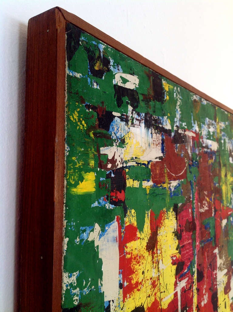 Mid-Century Modern Stunning Colorful 1960s Abstract Oil on Canvas