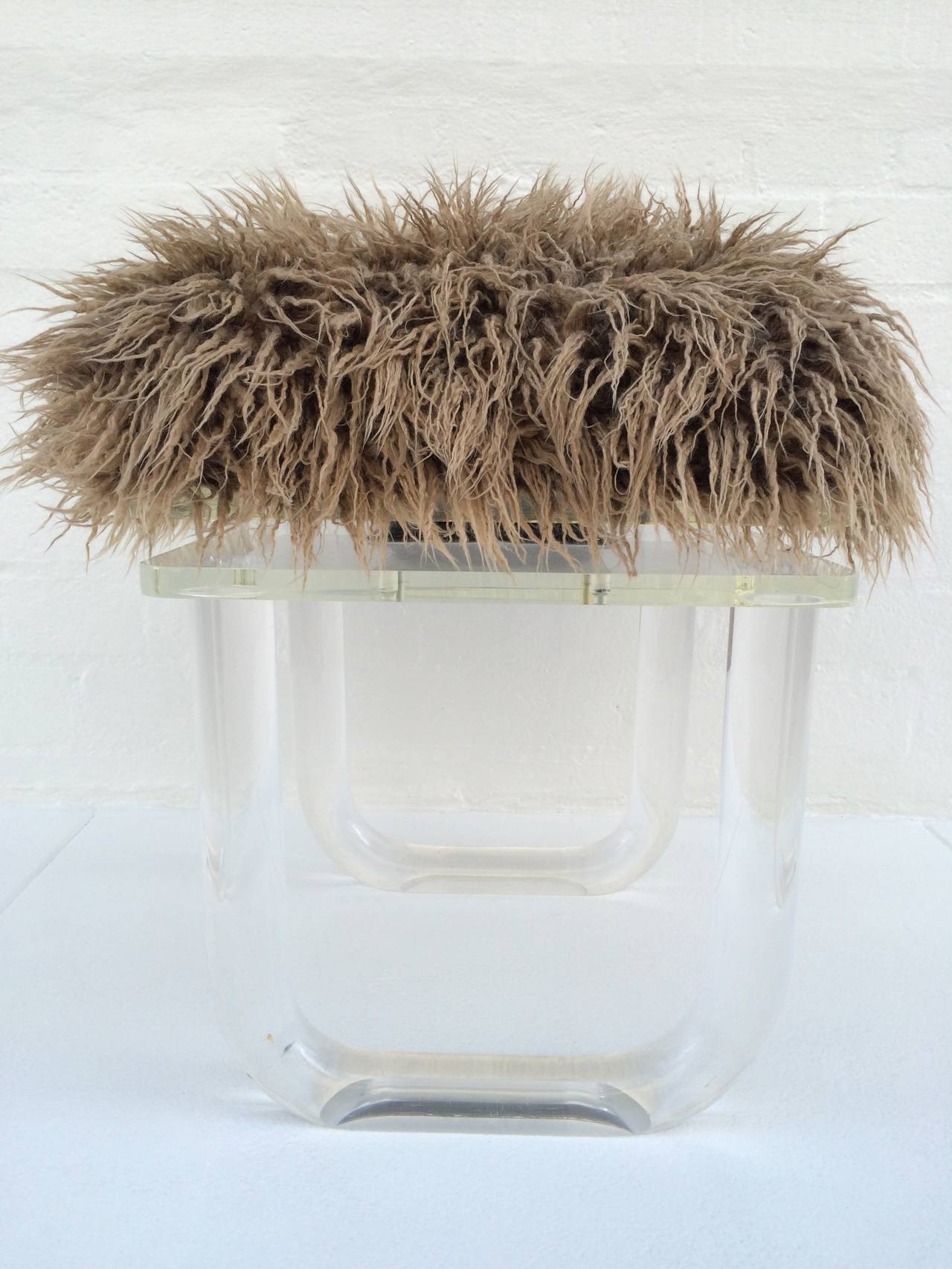 Mid-Century Modern Acrylic Swivel Top Vanity Stool