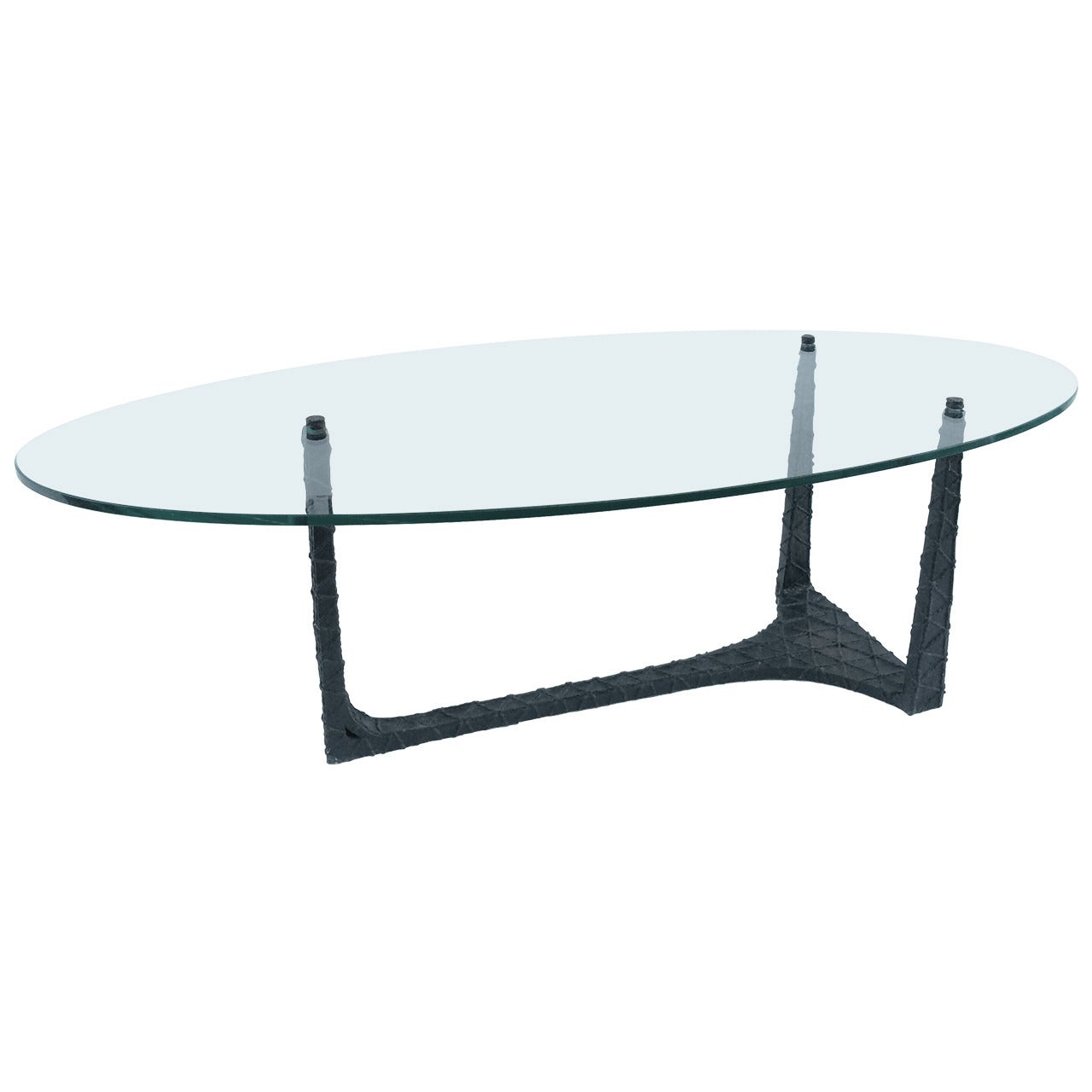 Cast Steel and Glass Cocktail Table in the Manner of Paul Evens