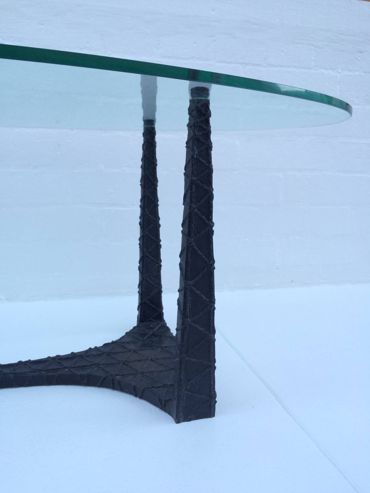 Cast Steel and Glass Cocktail Table in the Manner of Paul Evens 1
