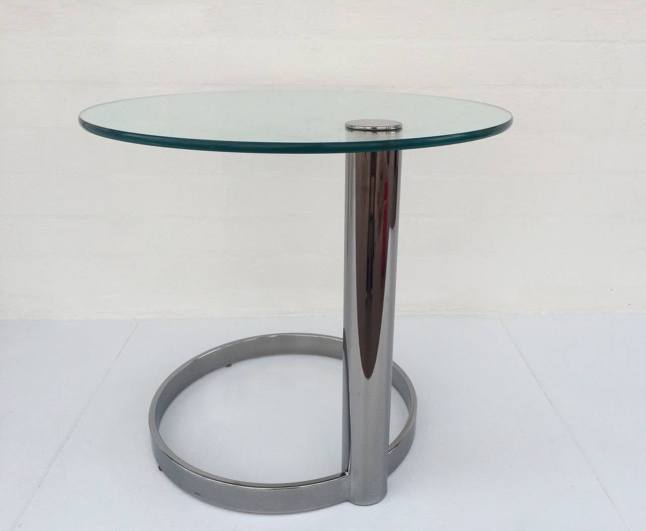 Nickel and Glass Side Table by Pace Collection In Excellent Condition In Palm Springs, CA