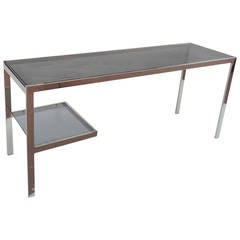 Nickel with Smoked Glass Console Table by Milo Baughman