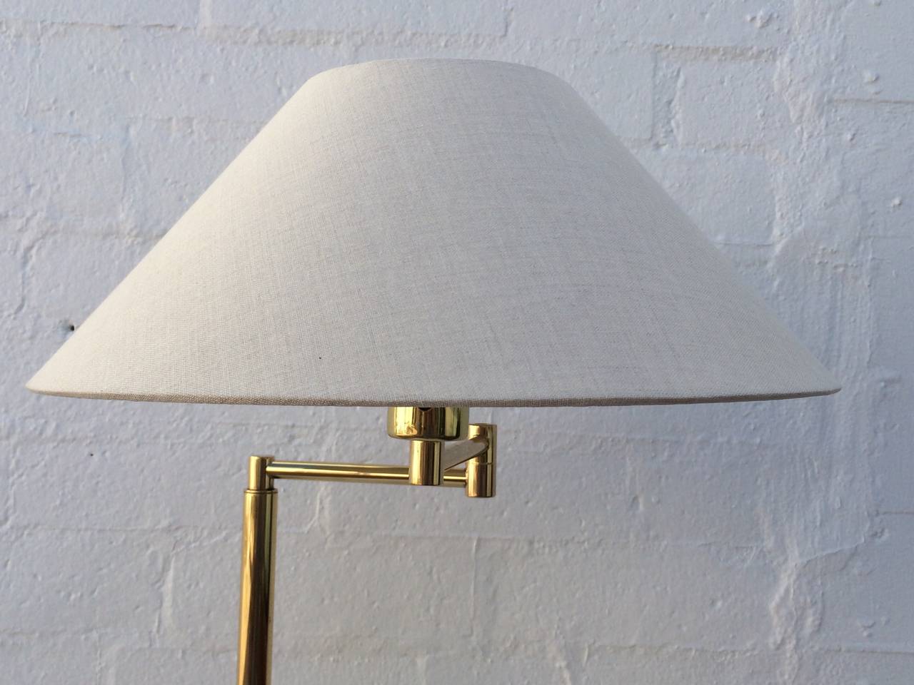 Mid-Century Modern Polished Brass Adjustable Floor Lamp by Walter Von Nessen