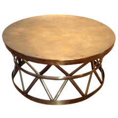 Solid Brass Drum Cocktail/Coffee Table