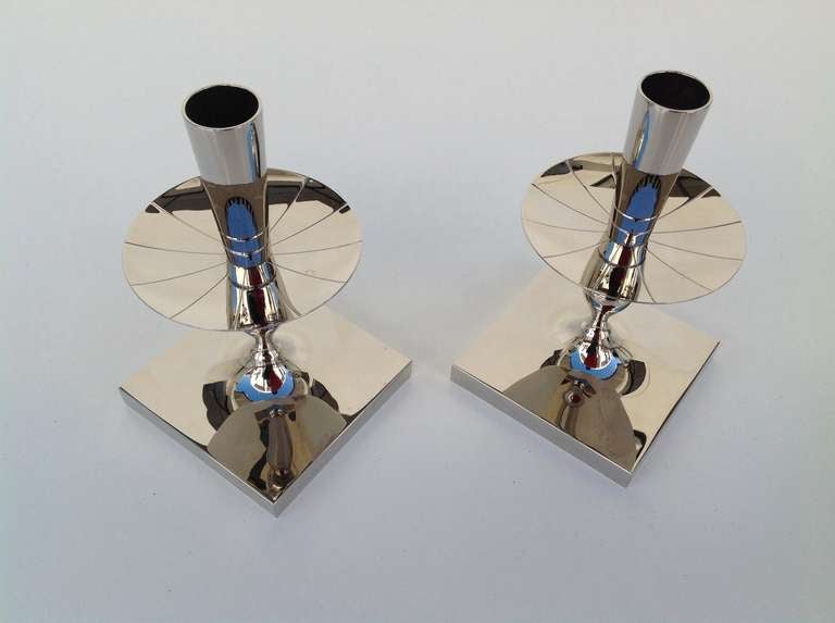 Polished Nickel Garniture Set by Tommi Parzinger In Excellent Condition In Palm Springs, CA
