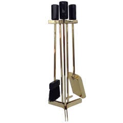 Polished Brass Firepace Tools with Acrylic Handles