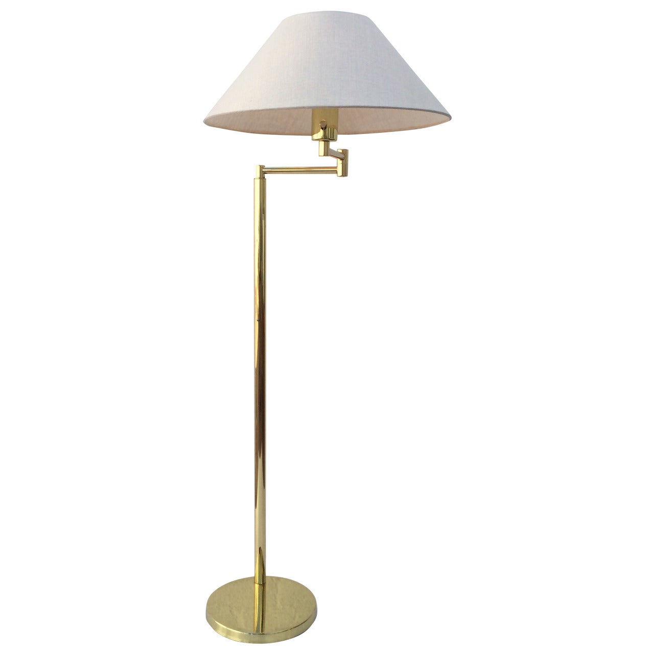 Polished Brass Adjustable Floor Lamp by Walter Von Nessen