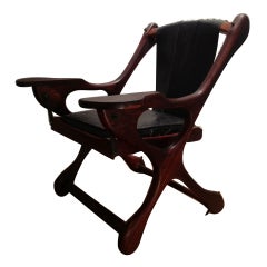 Vintage Rosewood & Leather Sling Swinger Chair designed by Don Shoemaker