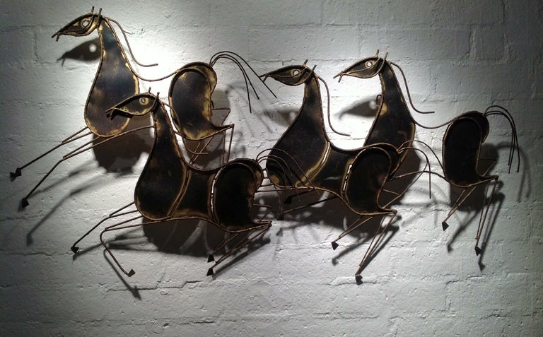 Mid-Century Modern Curtis Jere Sculpture of Horses (signed and dated 1969)