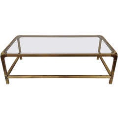 Brass & Smoked Glass Cocktail/Coffee Table by Mastercraft