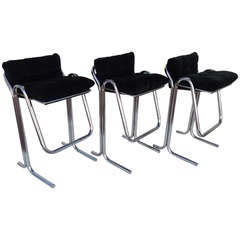 Plush Green & Chrome Bar Stools designed by Jerry Johnson 12