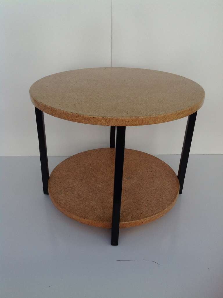 A cork & mahogany occasional table designed by Paul Frankl in the 1950's