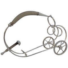 Aldo Tura Sliver Plated Wine Server with Goatskin Handle