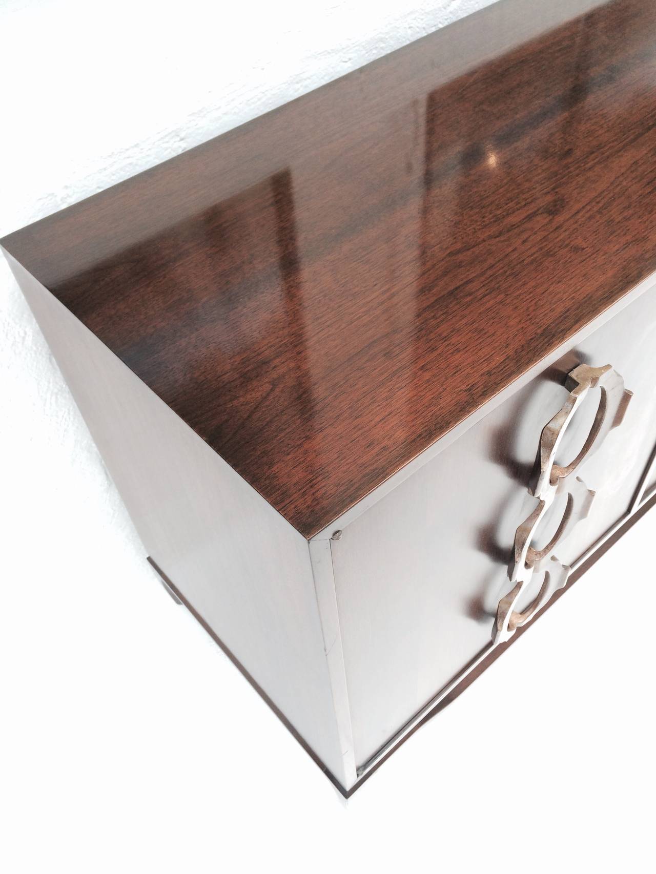 Walnut Gorgeous Credenza with Stunning Door Pulls by Cal Mode