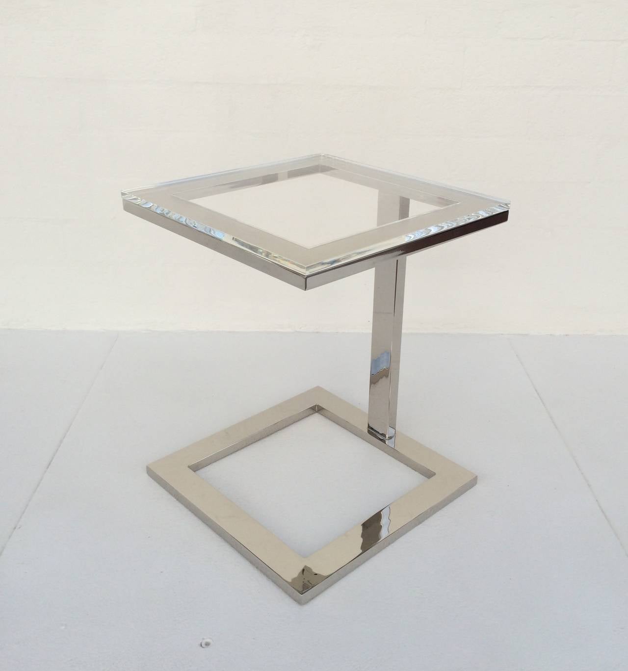 Acrylic and Polished Nickel Side Table by Milo Baughman