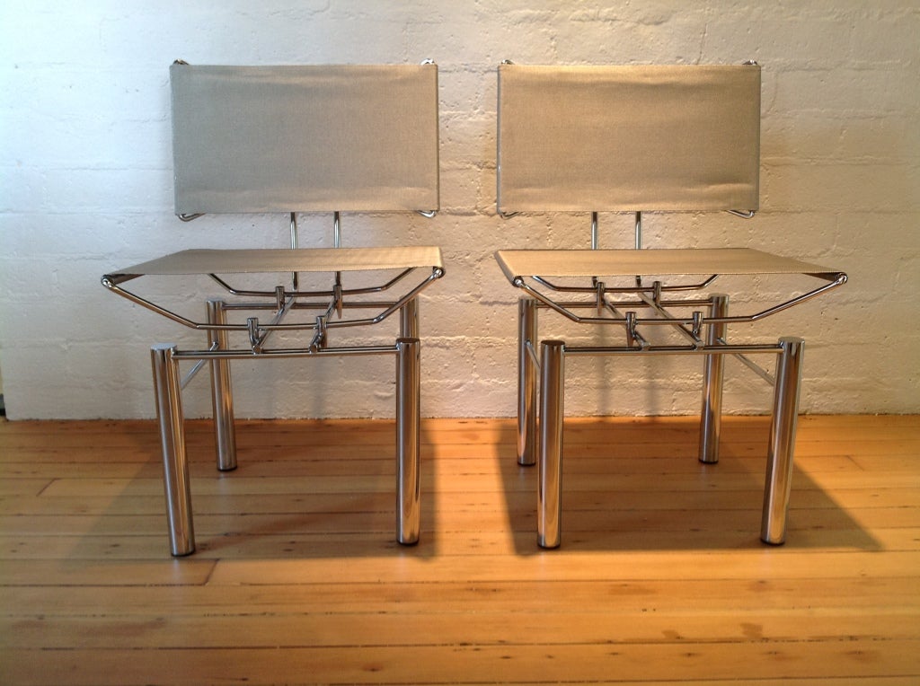 German A pair of Chrome &  Stainless Steel Mesh  Chairs