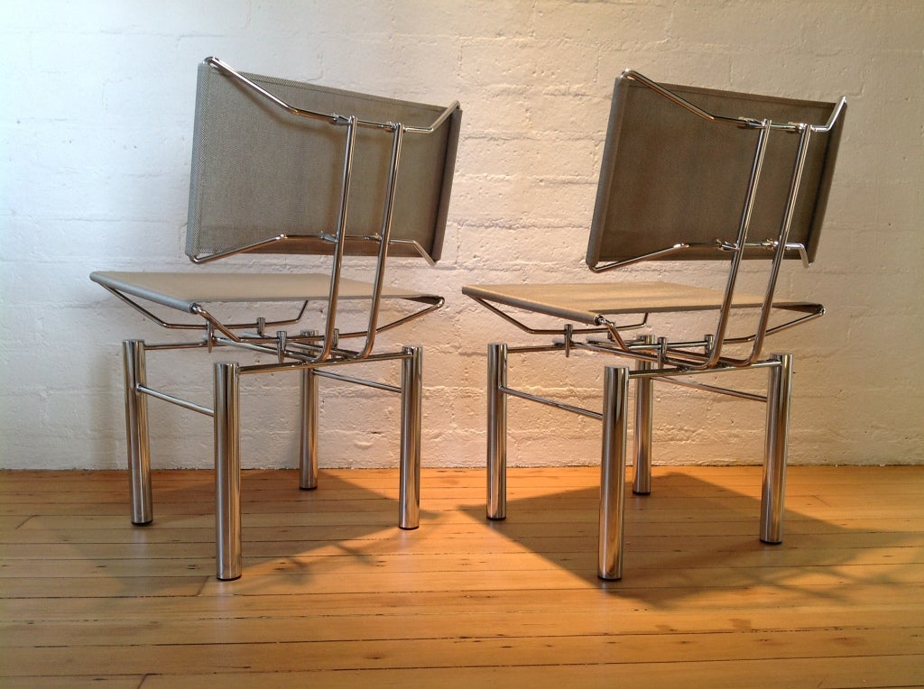 20th Century A pair of Chrome &  Stainless Steel Mesh  Chairs