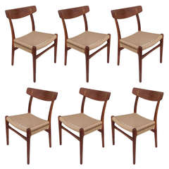 Set of Six Hans Wegner Dining Chairs Circa 1950s