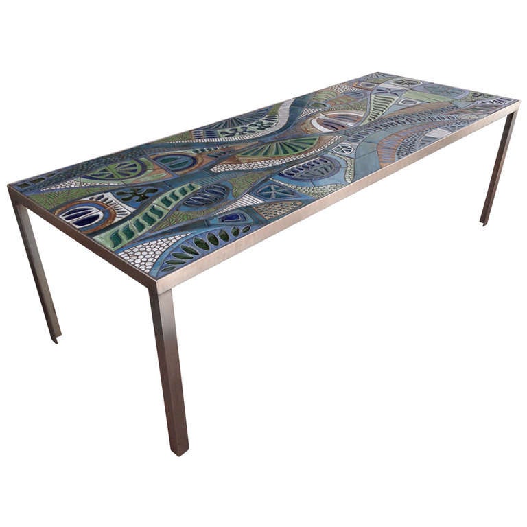 One of a Kind Studio Ceramic Tile Dining Table designed by Brent at 1stDibs brent