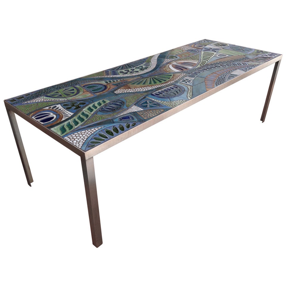 One of a Kind Studio Ceramic Tile Dining Table designed by Brent Bennett