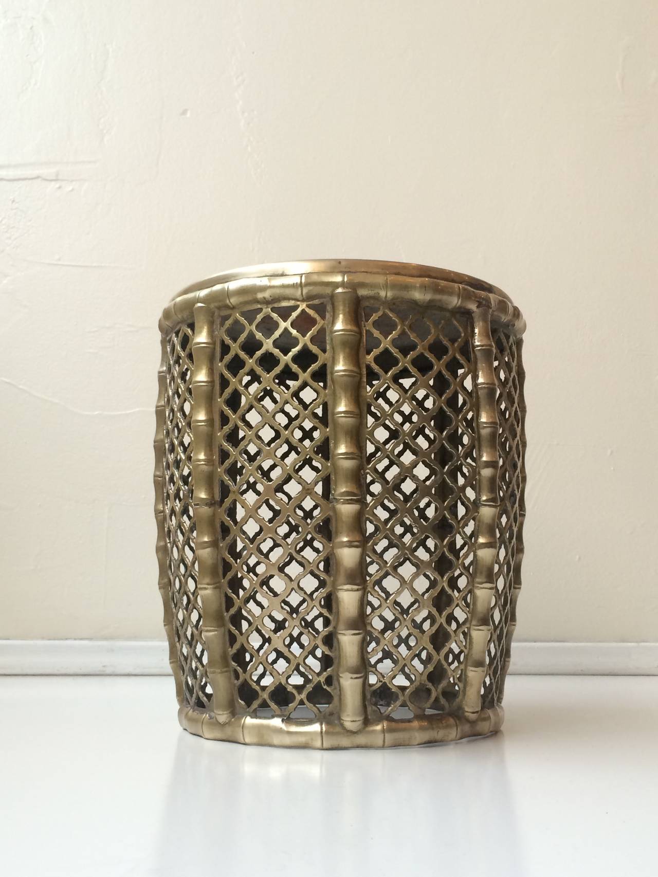 Heavy Brass Drum Table In Excellent Condition In Palm Springs, CA