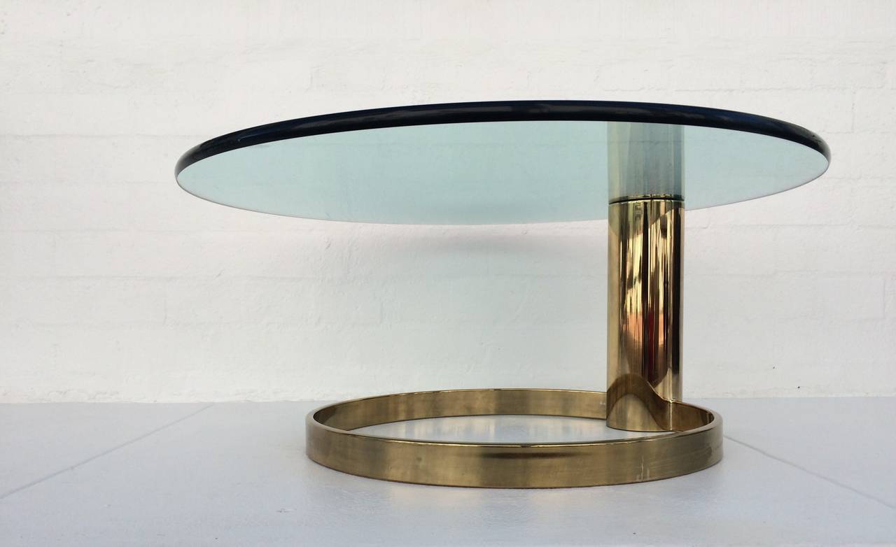 Mid-Century Modern Brass and Glass Coffee or Cocktail Table by Pace Collection