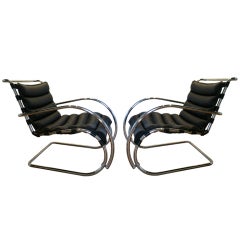 A pair of Mies Van Der Rohe MR Lounge Chairs