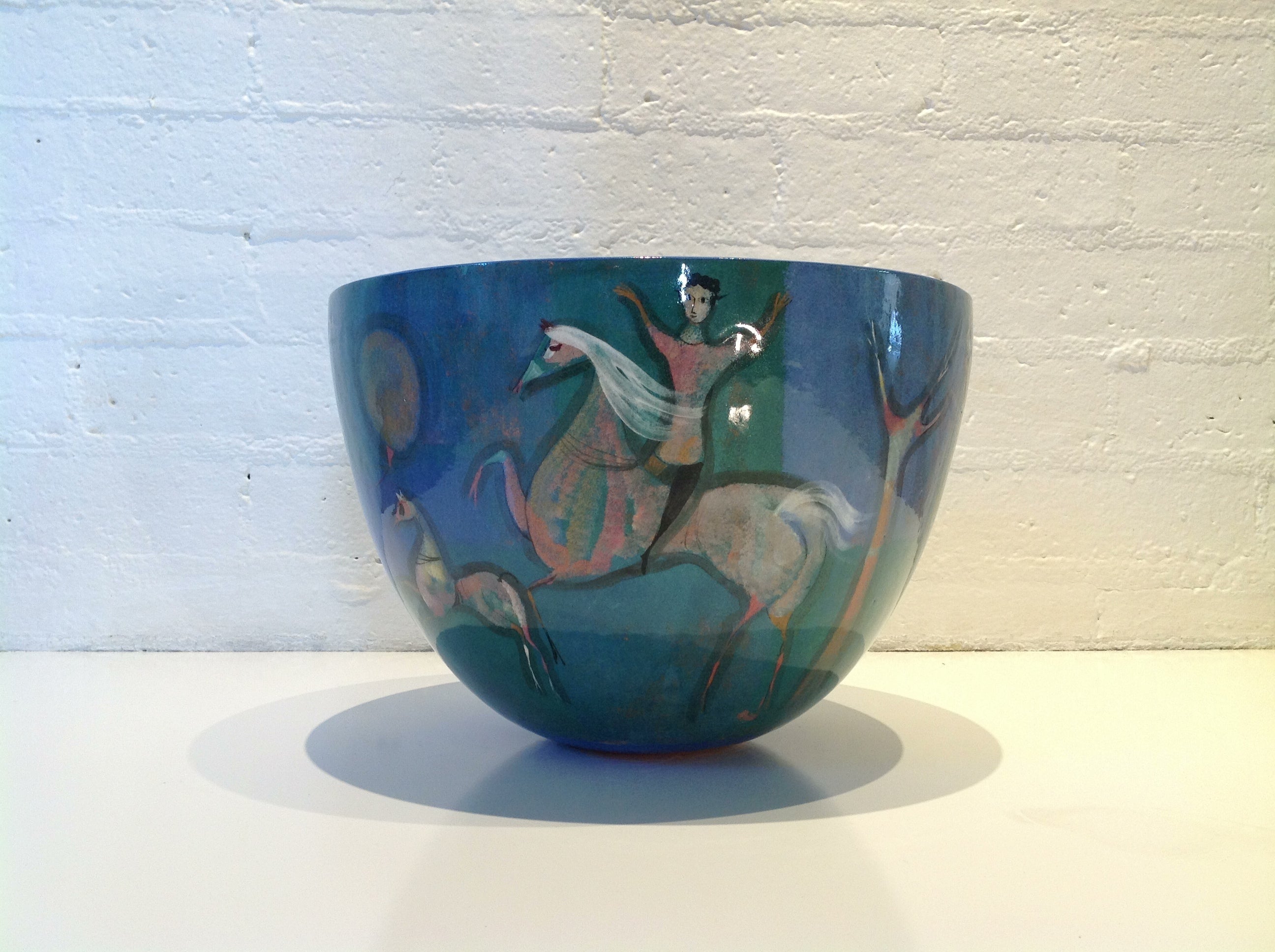 A Monumental Glazed and Painted Ceramic Bowl by Polia Pillin